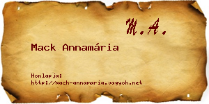 Mack Annamária névjegykártya